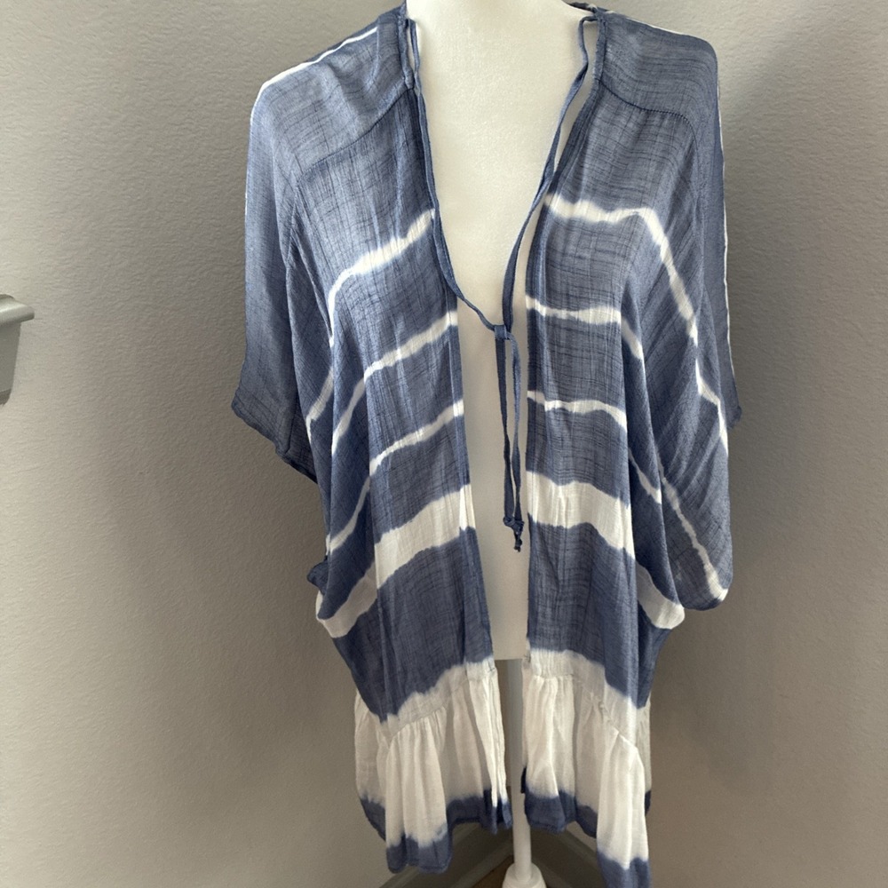 Umgee USA Kimono Coverup S/M‎ Open Front Boho Cottagecore Festival Sheer Tiered